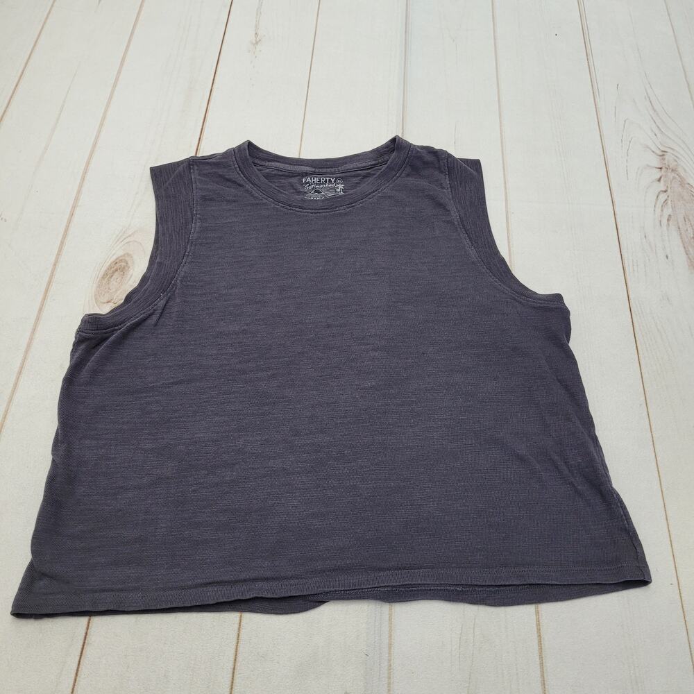 Faherty Sunwashed organic cotton slub muscle tank top XL gray